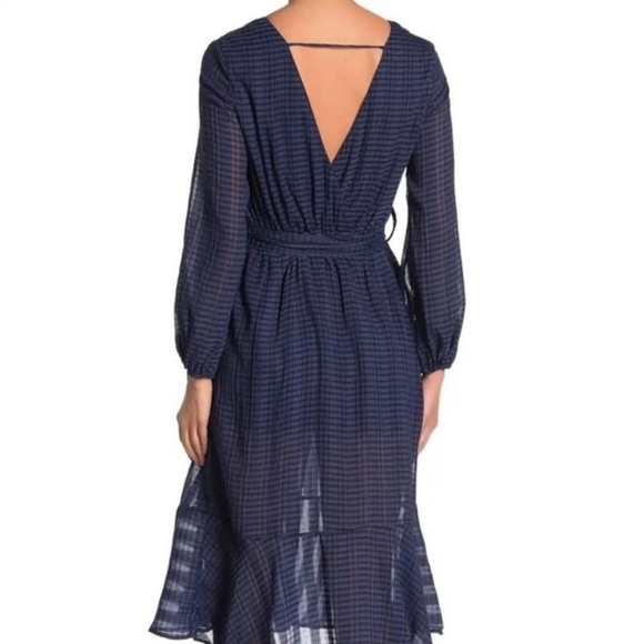 NSR Navy Wrap Dress, Size M - Picture 3 of 9